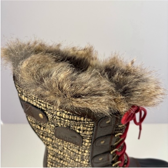 Sorel Tofino II Winter Boots Snow Shoes Leather Brown Black Red Womens Size 8.5 - Picture 7 of 14